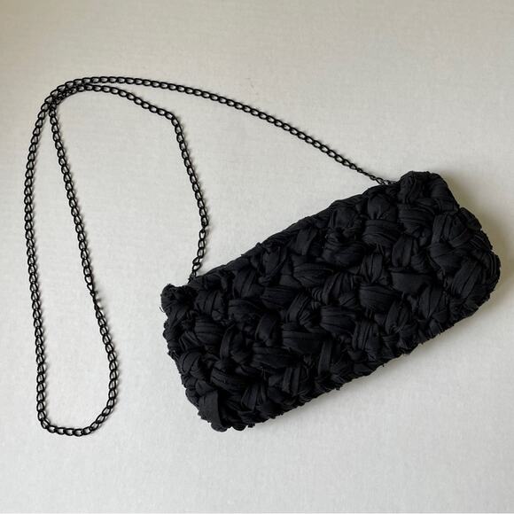 Lorenza Gandaglia Italy Hand Made Black Crochet Clutch Crossbody Missy Purse Vtg - Picture 1 of 12